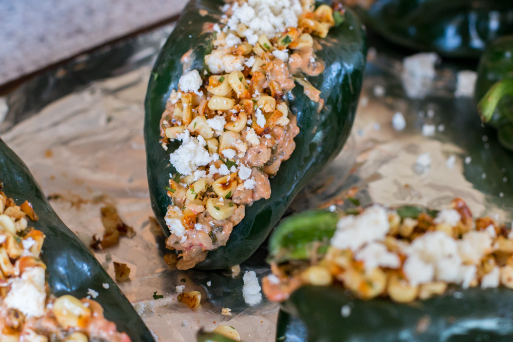 Mexican Corn Salad with Goat Cheese and Veggie Stuffed Poblanos | www.megiswell.com