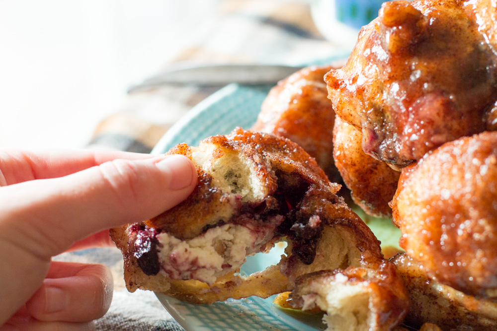 Cranberry sauce oozing out of monkey bread | www.megiswell.com