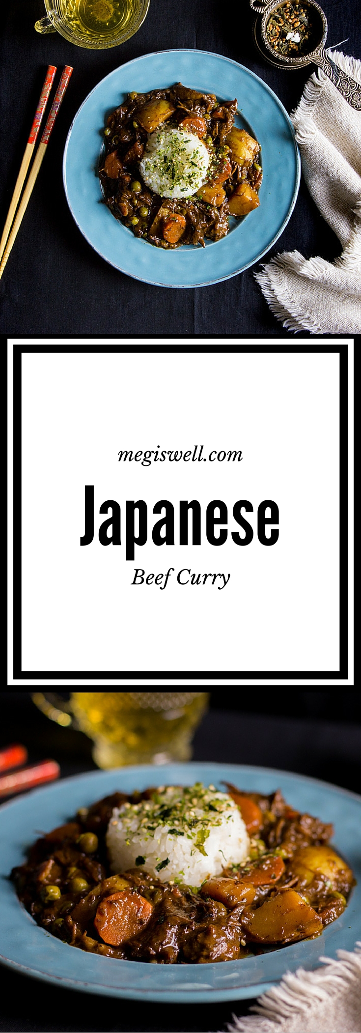 Beef chuck, onions, carrots, Yukon Gold potatoes, apple, and peas slowly simmered in beef stock and warming curry spices creates, from scratch, an amazing Japanese Beef Curry that is totally worth the wait.