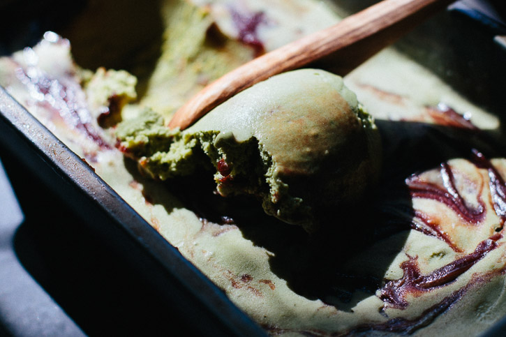 This Matcha Green Tea Ice Cream with Sweet Red Bean is creamy and soft with a definite bite of matcha tea that is tempered with the sweetness of the red bean paste. | www.megiswell.com
