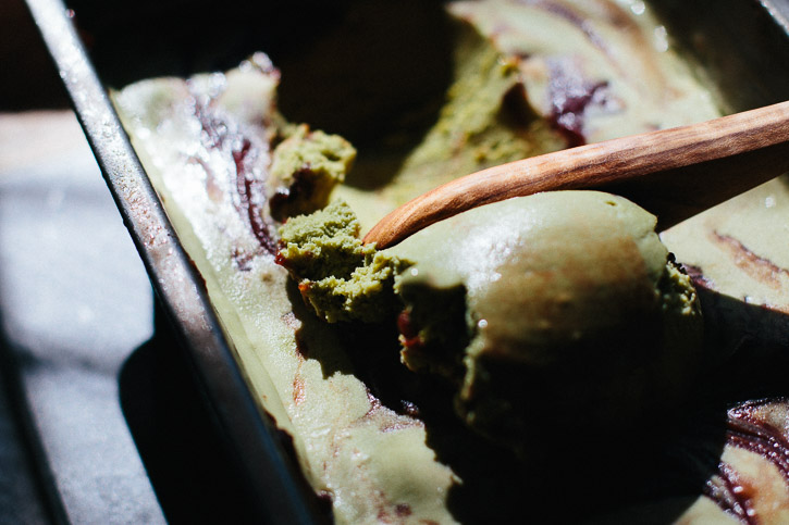This Matcha Green Tea Ice Cream with Sweet Red Bean is creamy and soft with a definite bite of matcha tea that is tempered with the sweetness of the red bean paste. | www.megiswell.com