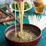 Soba Noodles in Shiitake Mushroom Broth with Sesame Crusted Tofu and Pea Shoots has a simple, fast, and flavorful broth that serves as the base of this delicious, healthy, and vegetarian dish. | www.megiswell.com