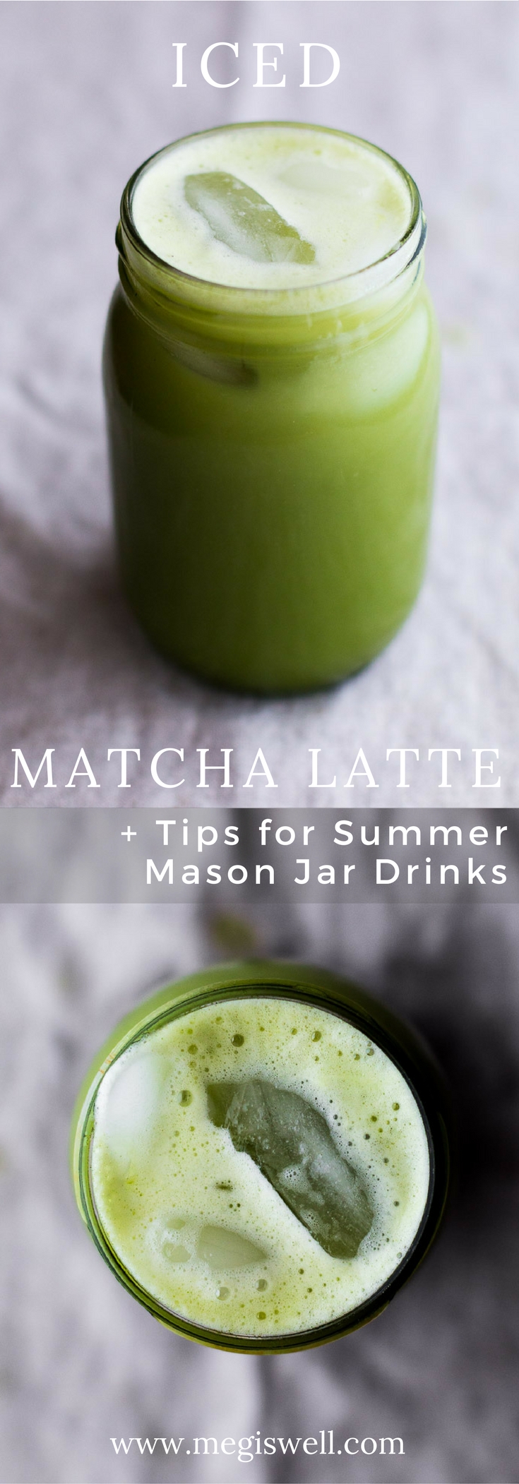 This Iced Matcha Latte is a sweet and light treat that’s easily made in a mason jar for fast summer fun. | www.megiswell.com