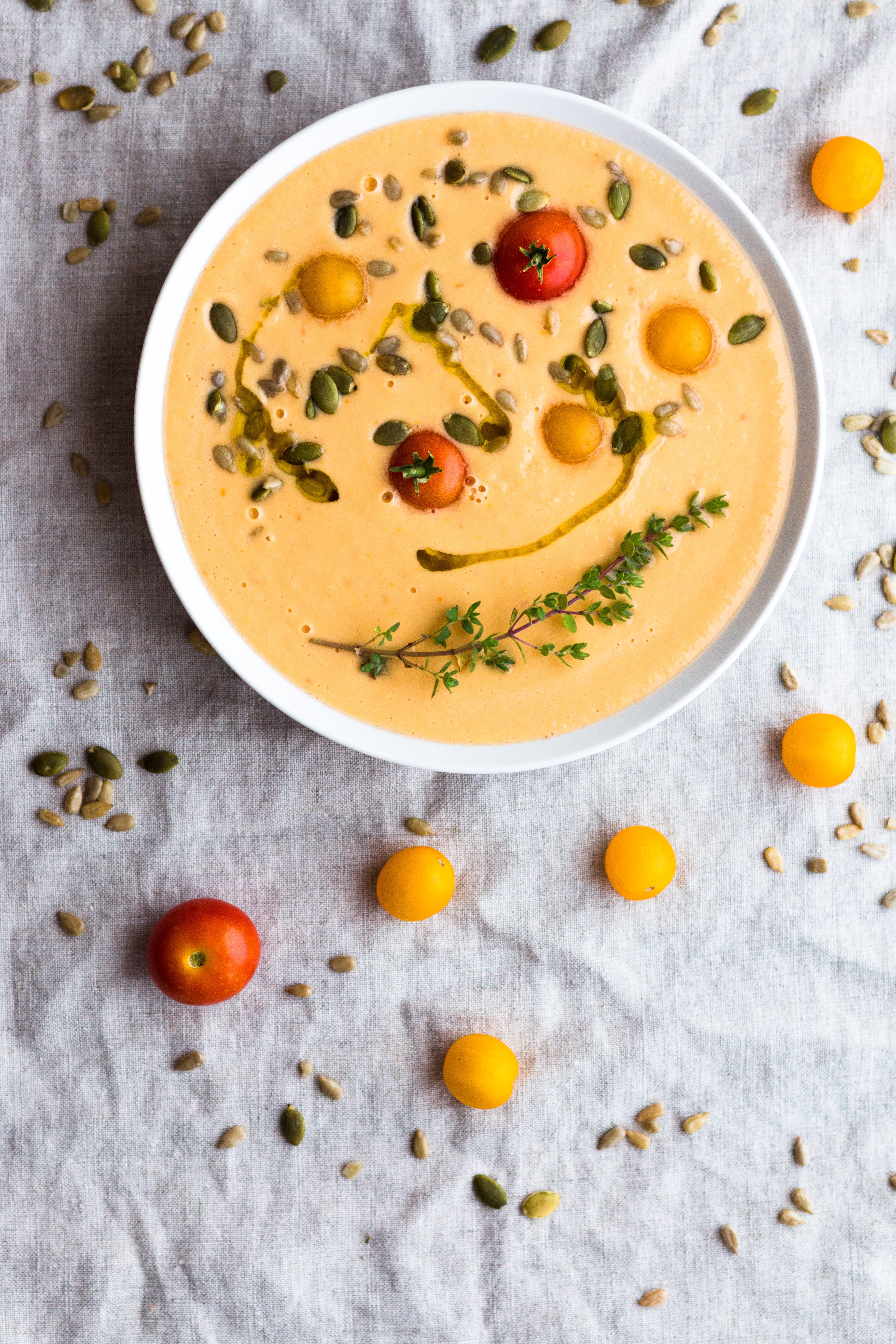 This easy Corn and Tomato Gazpacho is a healthy raw soup perfect for a light dinner on hot summer days. | www.megiswell.com