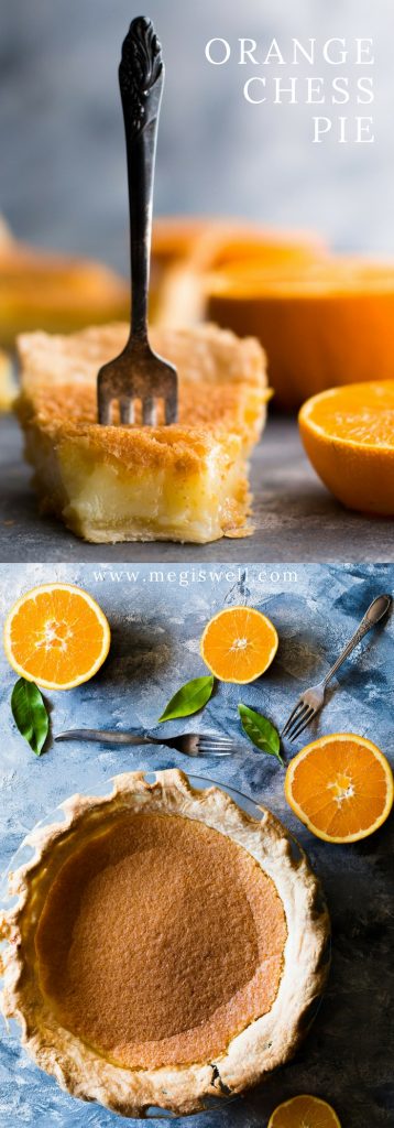 This Orange Chess Pie is a twist on the classic Lemon Chess Pie, a perfect tartly sweet Southern creation of eggs, sugar, butter, and a little bit of flour and cornmeal that tantalizes the taste buds with it’s unique flavor and texture. #southern #pie #recipe #crusts | www.megiswell.com