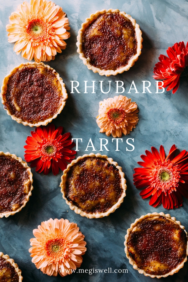 Rhubarb Tarts are beautiful bites of perfection with a buttery flaky crust, sweet marzipan filling, and a tart rhubarb chia seed jam top perfect for celebrating Mother’s Day. #mothersday #rhubarb #tarts #desserts