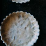 Close up overhead shot of one uncooked tart crust.
