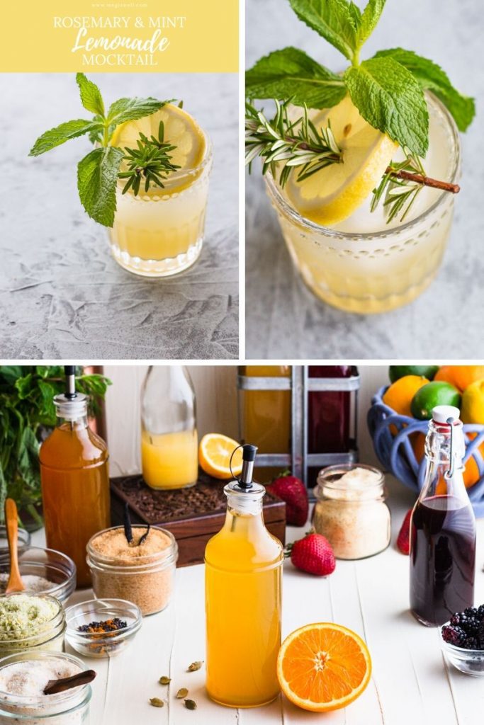 This Rosemary & Mint Lemonade Mocktail has a resinous and pine taste that is very gin-like, making it a great gin mocktail. | Non Alcoholic | Summer Drinks | Shrub Mocktail | #mocktail #mocktailrecipe | www.megiswell.com